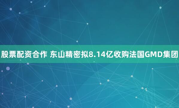 股票配资合作 东山精密拟8.14亿收购法国GMD集团